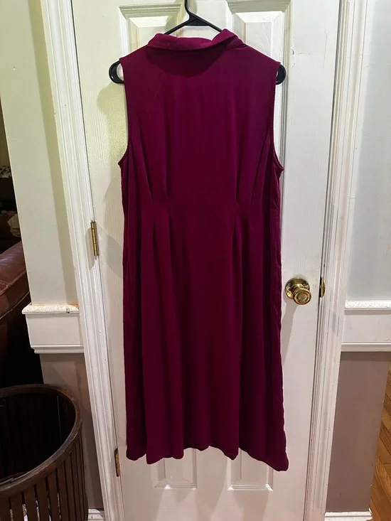 J. Jill Purple Sleeveless Button Up Midi Dress Collared Petite Large - Picture 4 of 8